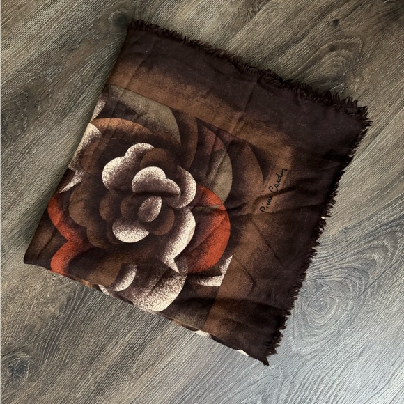 Pierre Cardin Dark Brown Floral Scarf
